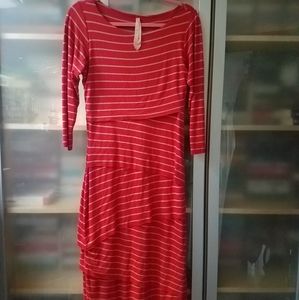 Anthropologie Orange and Tan striped dress